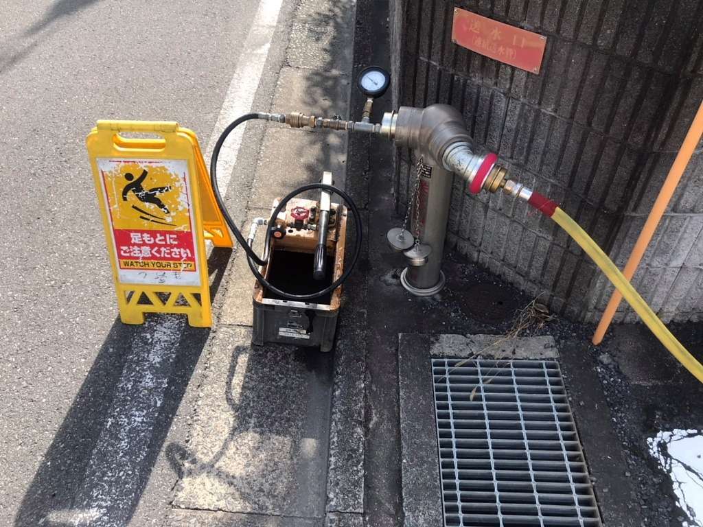 埼玉にて送水管耐圧試験